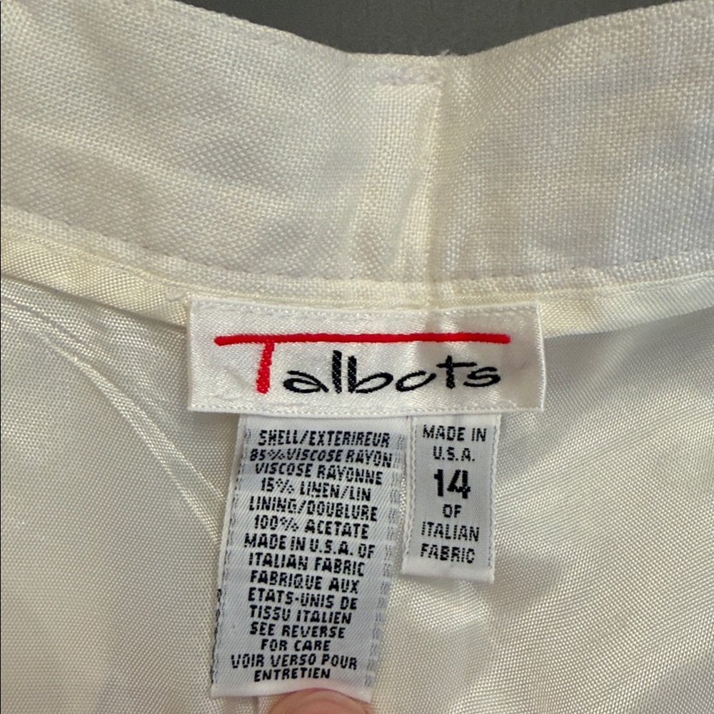 Talbots Linen Neutral cream ivory High Waist Tailored Bermuda Shorts 14 ๐โโฌ - Picture 6 of 14